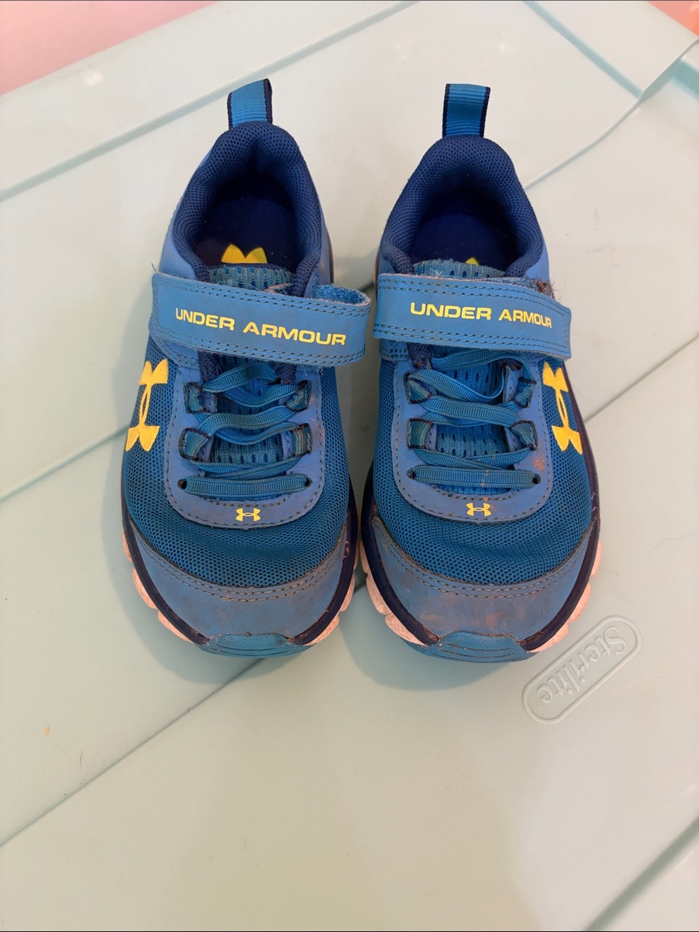 Under Armour Blue and Yellow Kids' Athletic Sneakers